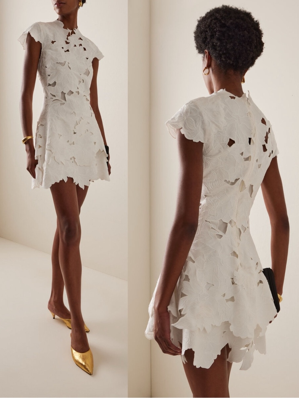 SIMKHAI Holloway Embroidered Cap Sleeve Mini Dress White NEW with tags